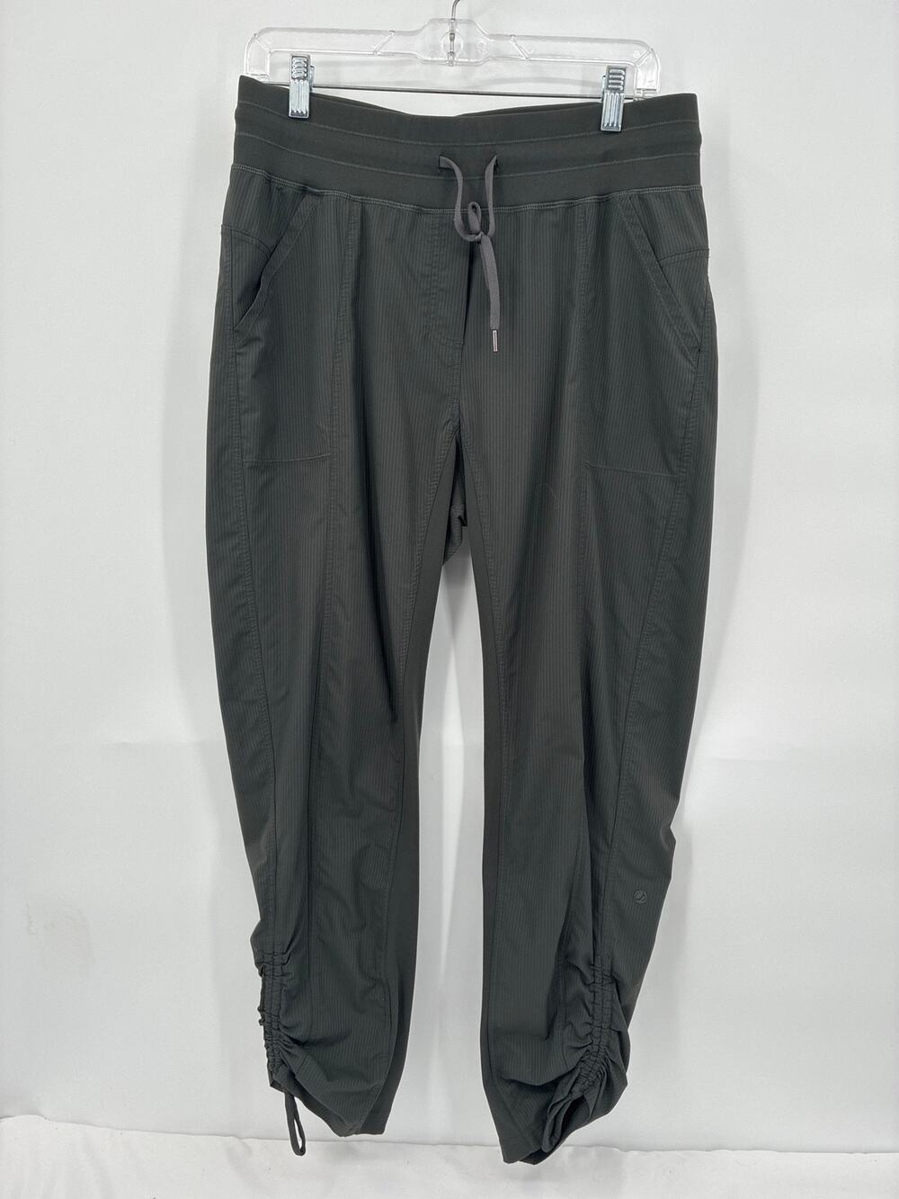 CRZ YOGA Ink Gray Striped Cinched Leg Pocket Pant 27'' Track Women's Large